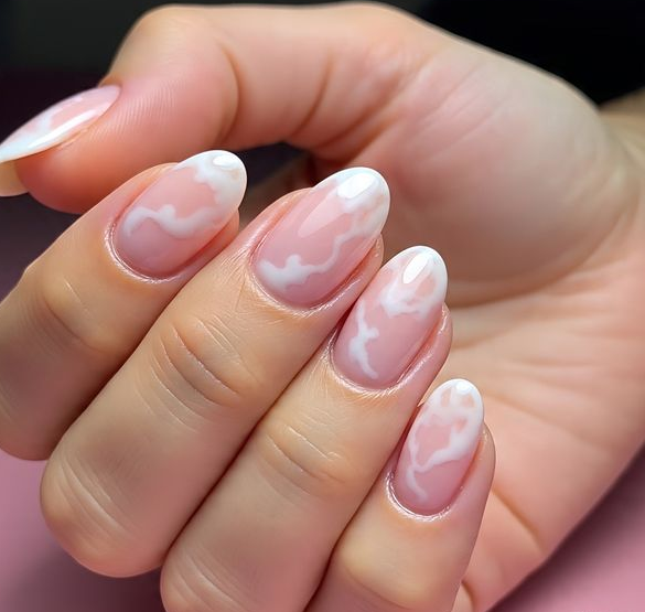 pink marble nails