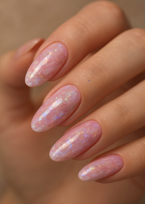 pink marble nails
