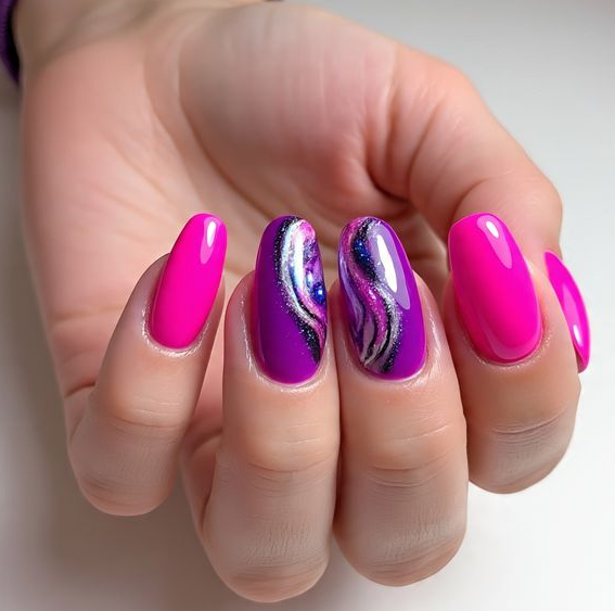 pink marble nails