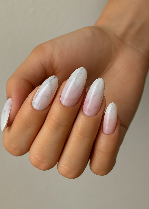 pink marble nails
