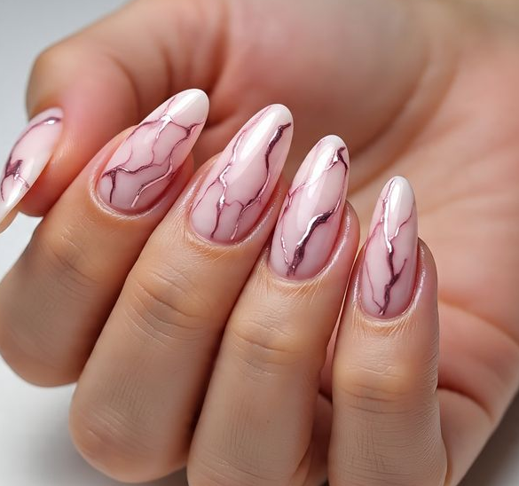 pink marble nails
