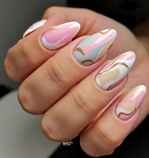pink marble nails