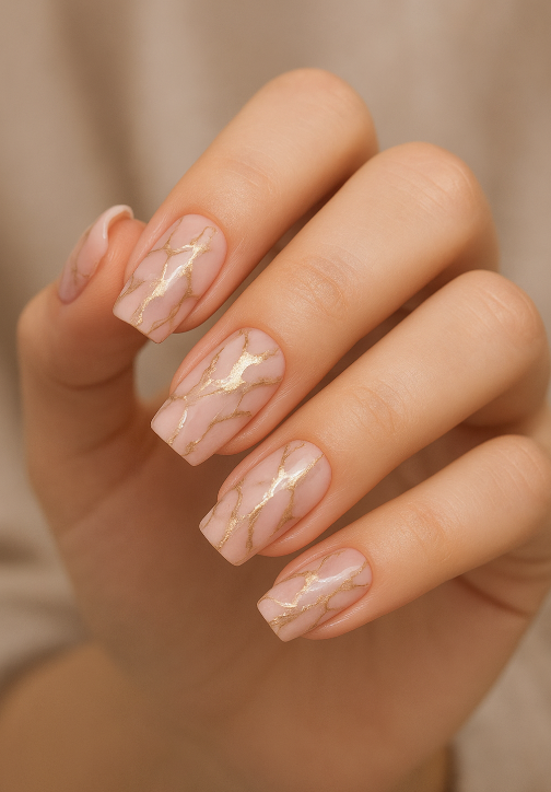 pink marble nails
