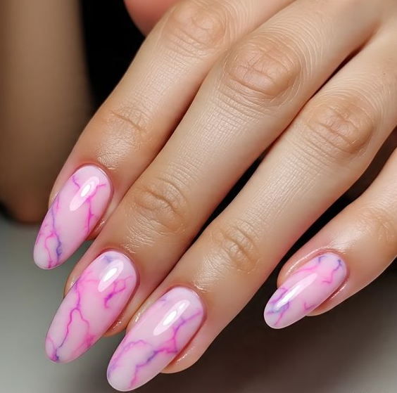 pink marble nails