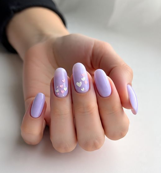 light purple nails with design