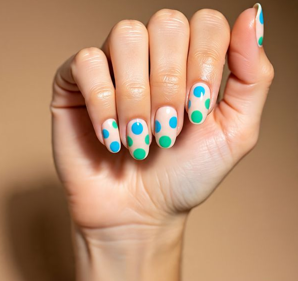 blue and green nails