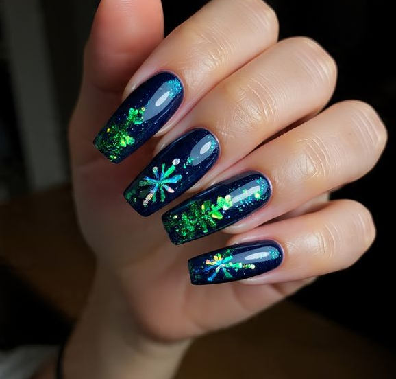 blue and green nails