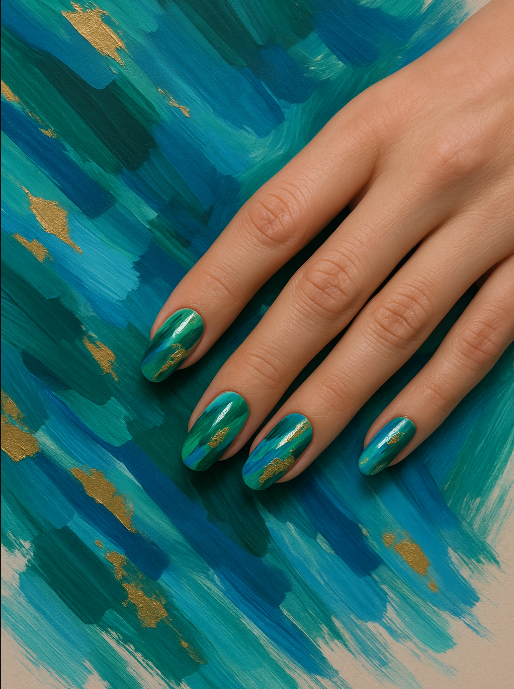 blue and green nails