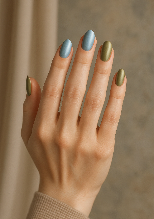 blue and green nails