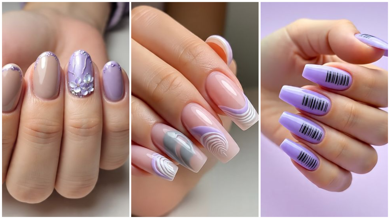 light purple nails with design