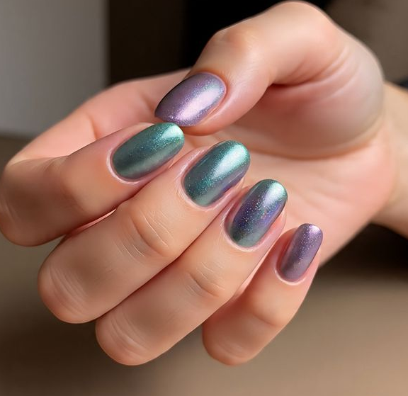 chrome mermaid nails