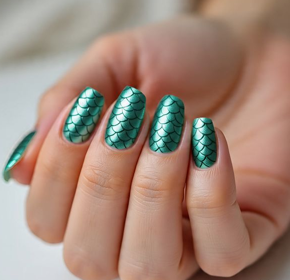 chrome mermaid nails