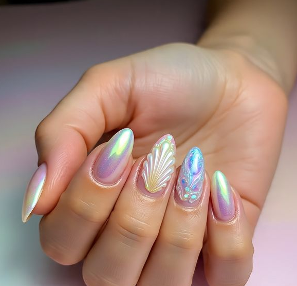 chrome mermaid nails