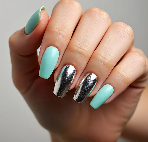 chrome mermaid nails