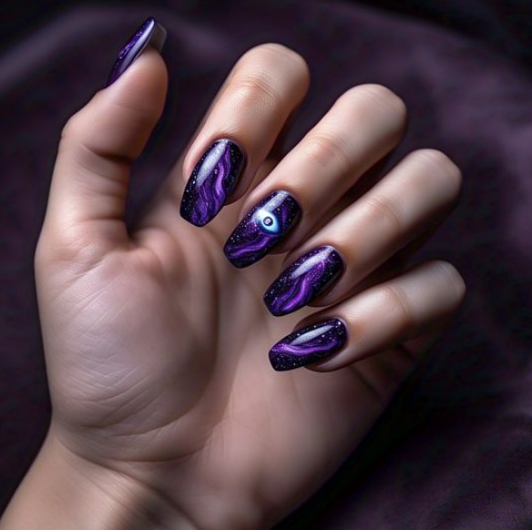 purple halloween nails