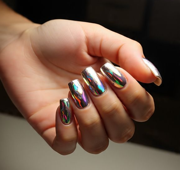 chrome mermaid nails