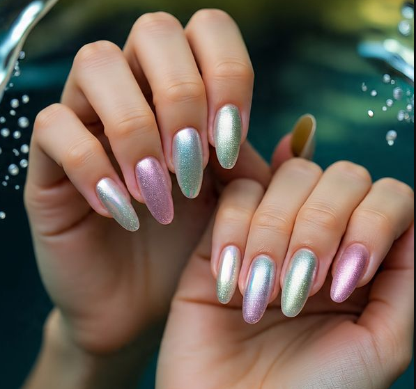chrome mermaid nails