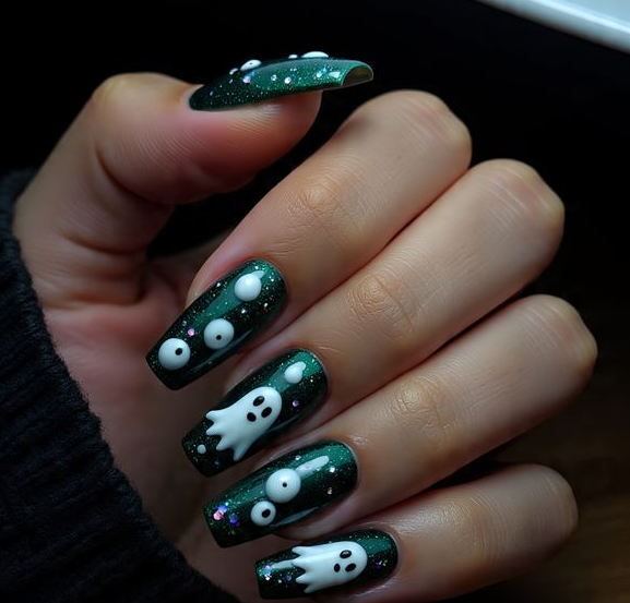 halloween green nails