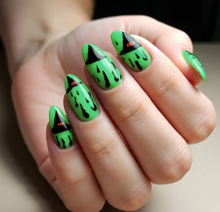 halloween green nails