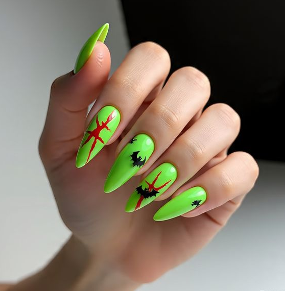 halloween green nails