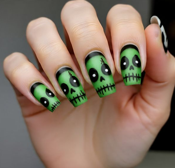 halloween green nails