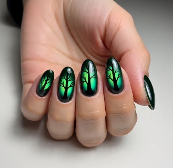 halloween green nails