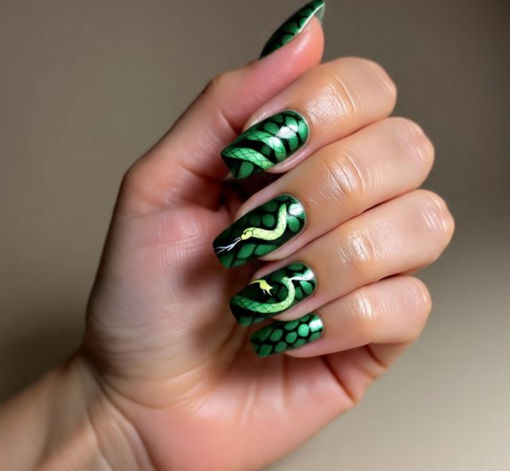 halloween green nails