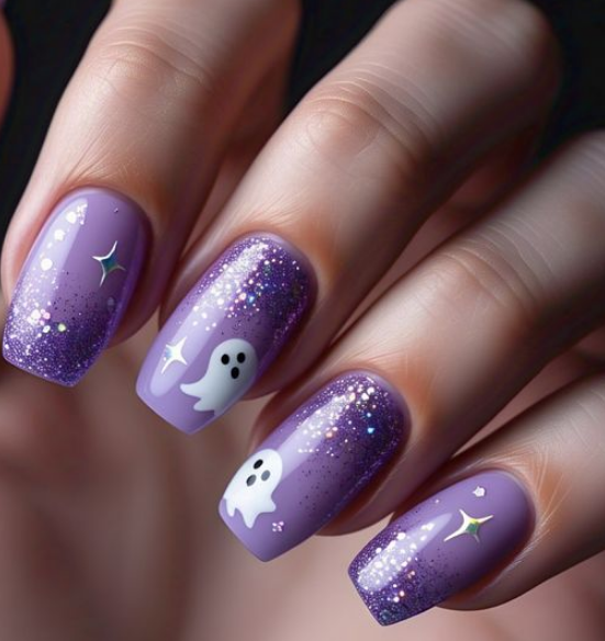 purple halloween nails
