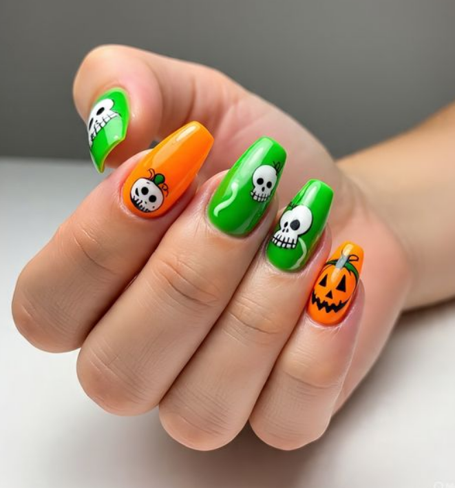 halloween green nails
