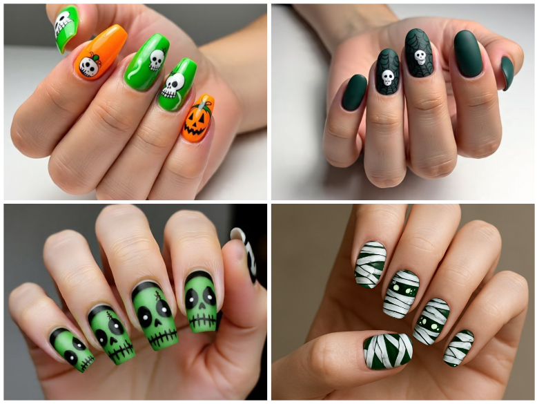 halloween green nails