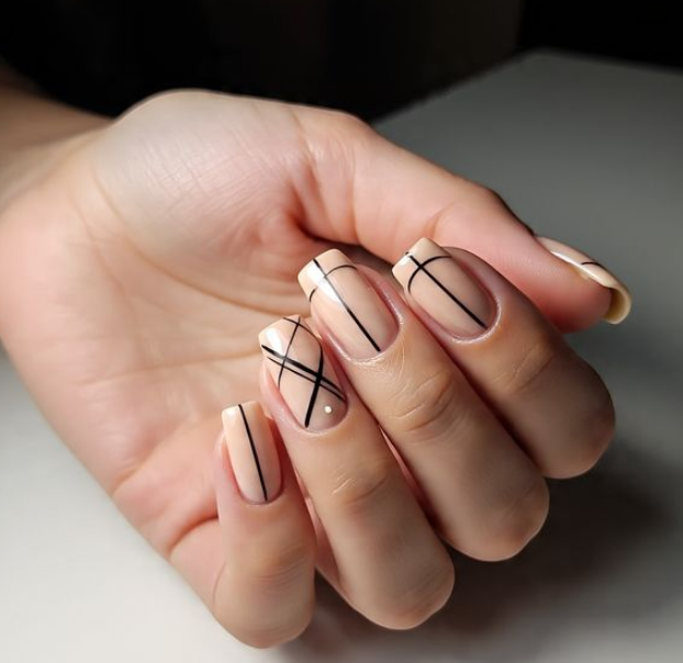 black and nude nail designs