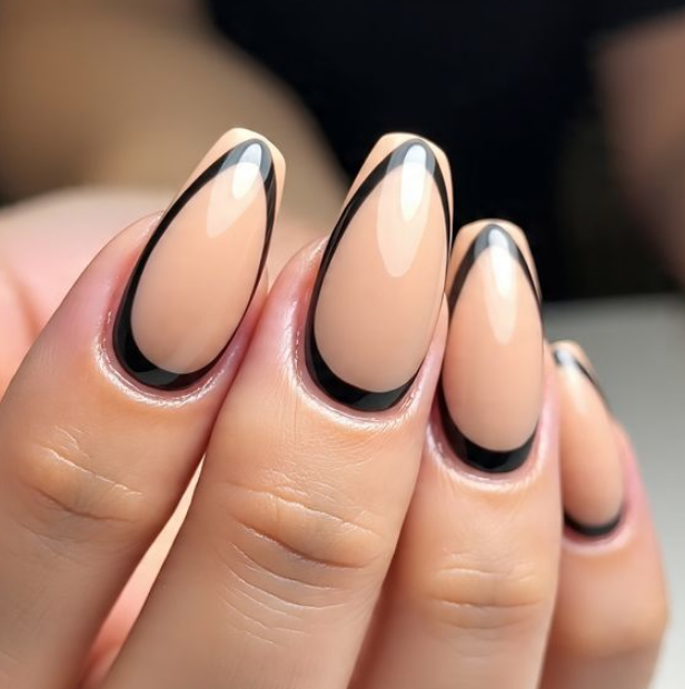 black and nude nail designs