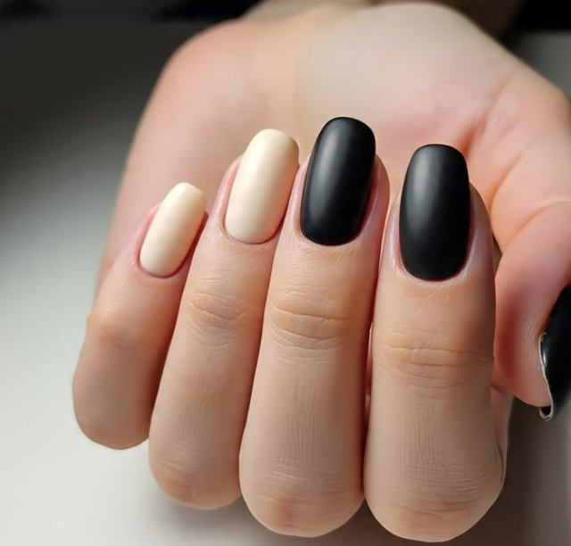 black and nude nail designs