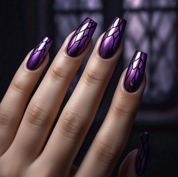 purple halloween nails
