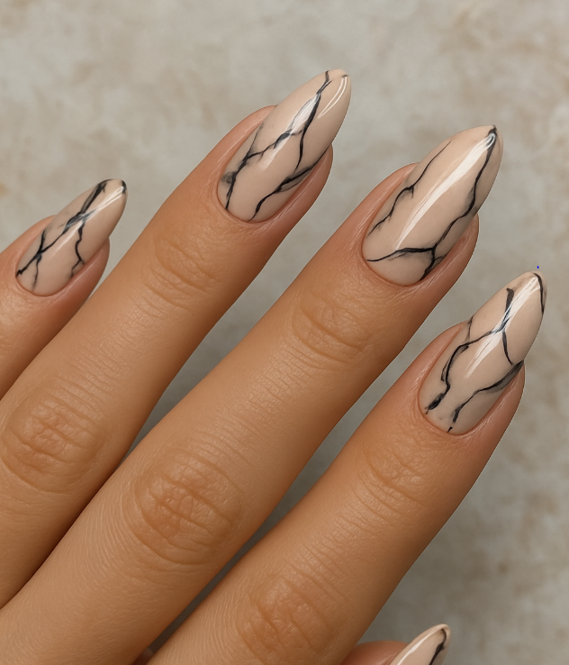 black and nude nail designs