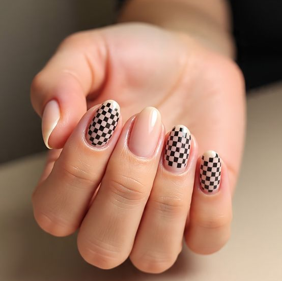 black and nude nail designs