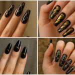 15 Coffin Black & Gold Nails to Try for a Stylish Personality