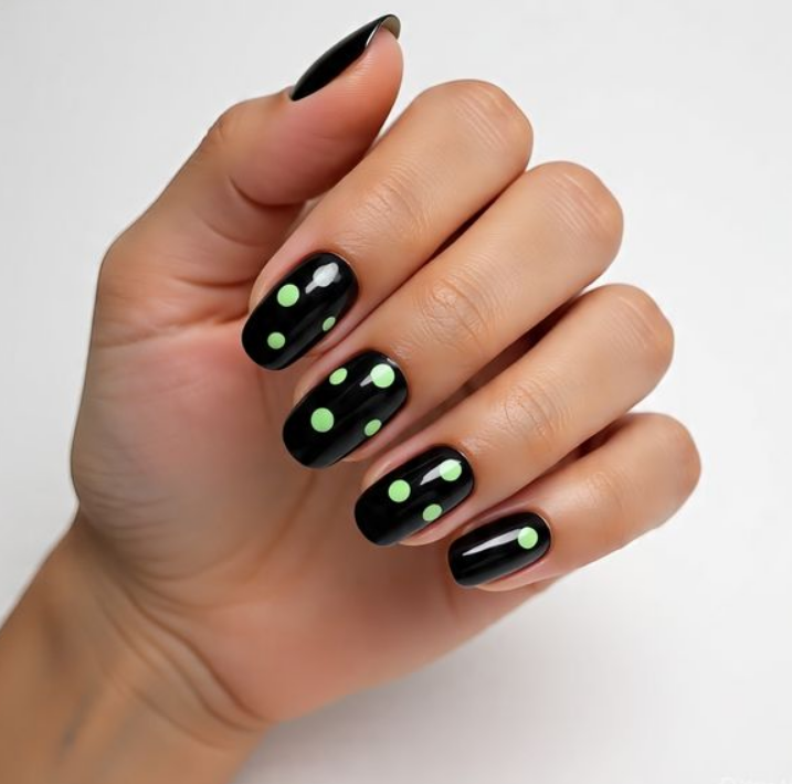 black and green nails