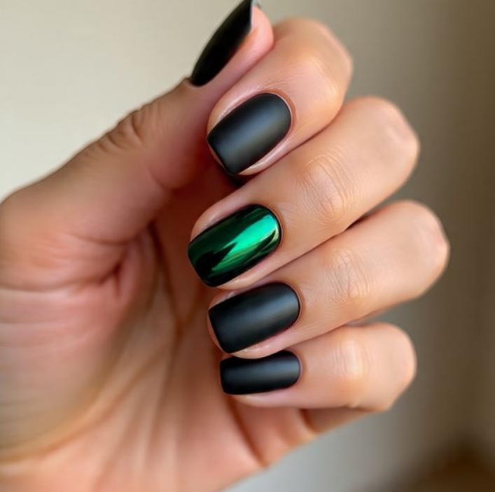 black and green nails