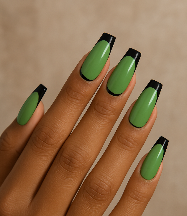 black and green nails