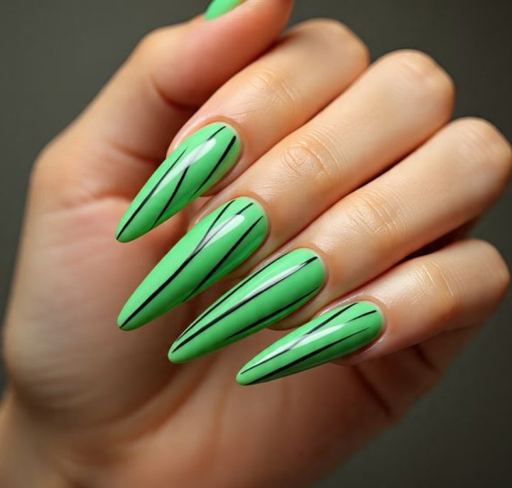 black and green nails