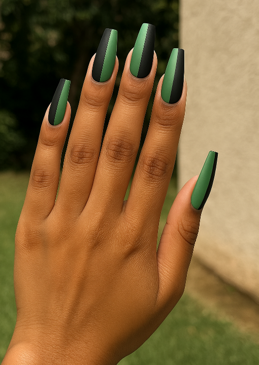 black and green nails