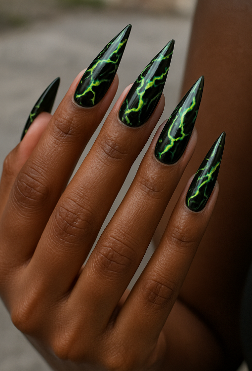 black and green nails