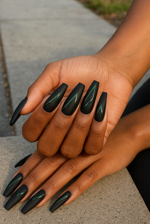 black and green nails