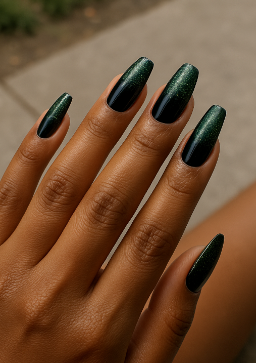 black and green nails
