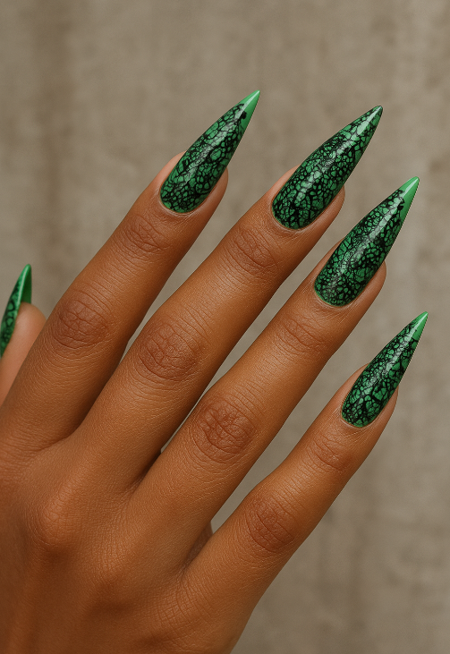 black and green nails