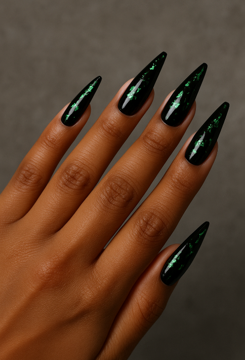 black and green nails