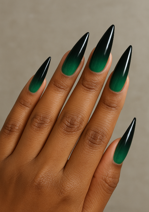 black and green nails