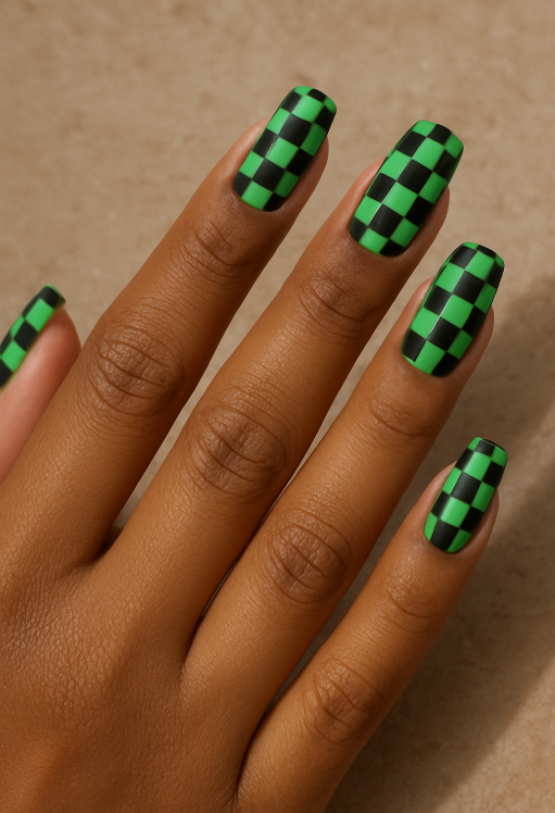 black and green nails