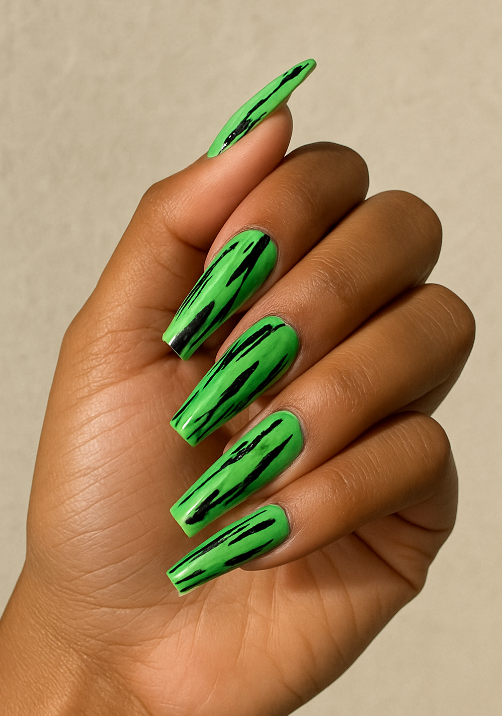 black and green nails